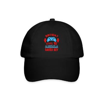 Sixteen 16yr BDay Son Boy Funny Gamer - Baseball Cap - black/black - Front
