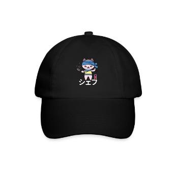 Kawaii Chefkoch Katze Japan - Baseballkappe - Schwarz/Schwarz - Vorne