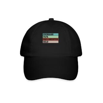 Ehemann Papa Grillmeister Held - Baseballkappe - Schwarz/Schwarz - Vorne