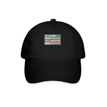 Ehemann Papa Grillmeister Held - Baseballkappe - Schwarz/Schwarz - Vorne