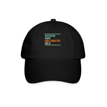 Ehemann Papa Grillmeister Held Vatertag - Baseballkappe - Schwarz/Schwarz - Vorne