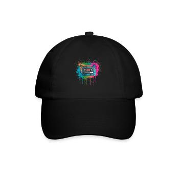 Kassette Musik 80s Pop Style für alle die die 80s - Baseballkappe - Schwarz/Schwarz - Vorne
