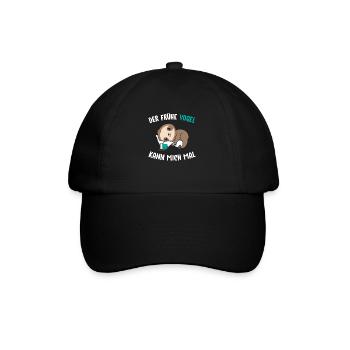 Faultier Der Frühe Vogel kann mich mal - Baseballkappe - Schwarz/Schwarz - Vorne