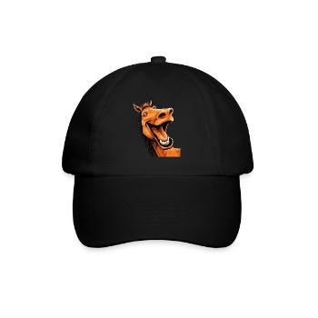 Laughing Horse Funny Funny Humor Crazy Ugly - Baseball Cap - black/black - Front