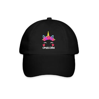 Omacorn Großmutter Muttertag Einhorn Fans - Baseballkappe - Schwarz/Schwarz - Vorne