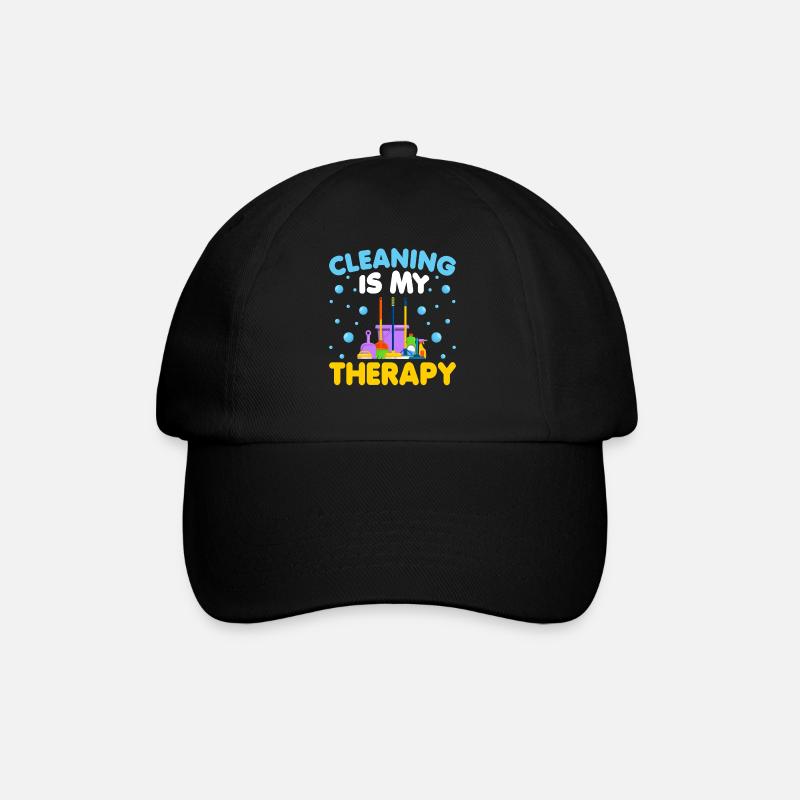 Cleaning Is My Therapy - Baseballkappe - Schwarz/Schwarz