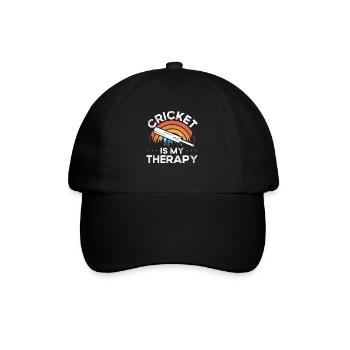 Cricket Ist Meine Therapie - Baseballkappe - Schwarz/Schwarz - Vorne