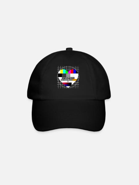 Testbild Herz Sendepause TV 90er Party 80er Jahre - Baseballkappe - Schwarz/Schwarz