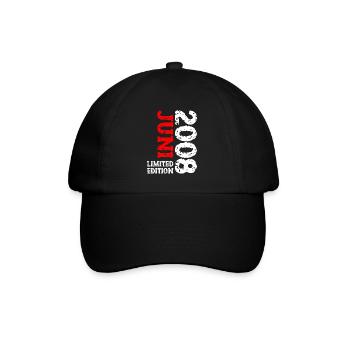 2008 Juni Limited Edition Geburtstag Geschenk - Baseballkappe - Schwarz/Schwarz - Vorne