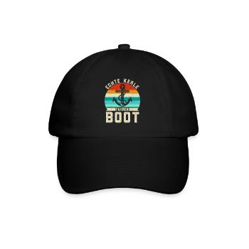 Retro Echte Kerle fahren Boot - Anker Skipper - Baseballkappe - Schwarz/Schwarz - Vorne