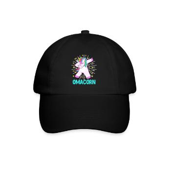 Omacorn Großmutter Muttertag Einhorn Fans - Baseballkappe - Schwarz/Schwarz - Vorne