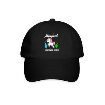 Einhorn-Putzfrau - Baseballkappe - Schwarz/Schwarz - Vorne