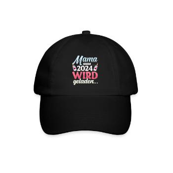 Mama wird geladen 2024 werdende Mütter Baby 2024 - Baseballkappe - Schwarz/Schwarz - Vorne