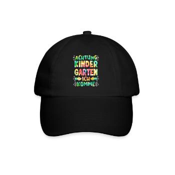 Kindergarten ich komme Kita Kinder - Baseballkappe - Schwarz/Schwarz - Vorne