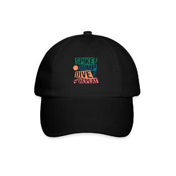 Spike Bump Dive Repeat Volleyball Graphic Gift - Baseballkappe - Schwarz/Schwarz - Vorne