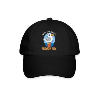 Heureux comme une mouette avec une frite 3 - Casquette classique - noir/noir - Devant