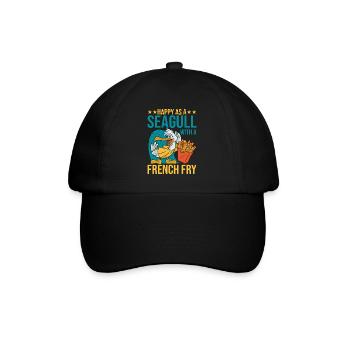 Heureux comme une mouette avec une frite 2 - Casquette classique - noir/noir - Devant