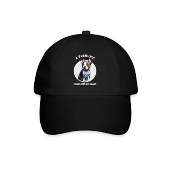 A Frenchie completes my heart - Baseballkappe - Schwarz/Schwarz - Vorne