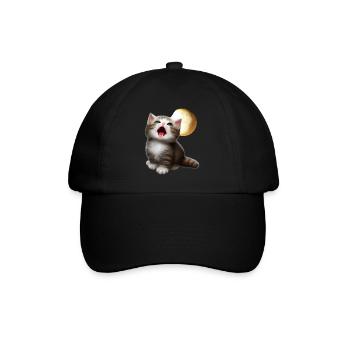Chat miaulant vers la lune - Casquette classique - noir/noir - Devant