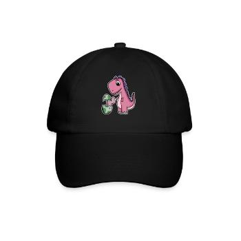Dinosaure avec bébé dinosaure - Dino - Casquette classique - noir/noir - Devant