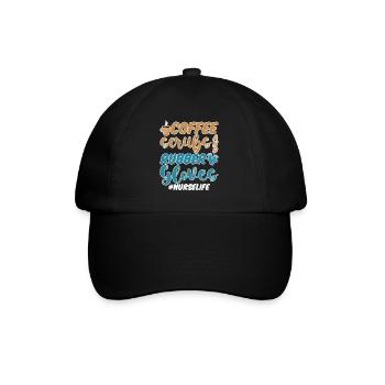 Coffee Scrubs And Rubber Gloves #nurselife 4 - Baseball Cap - black/black - Front