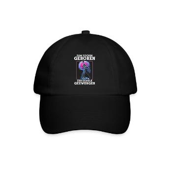 Zum Zocken Geboren zur Schule gezwungen Gamer - Baseballkappe - Schwarz/Schwarz - Vorne