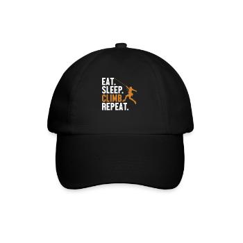 Eat Sleep Climb Repeat Alpinklettern - Baseballkappe - Schwarz/Schwarz - Vorne