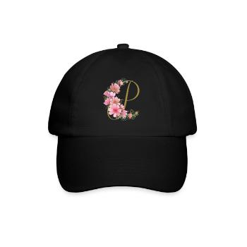 Flower tendril with letter P - Baseball Cap - black/black - Front