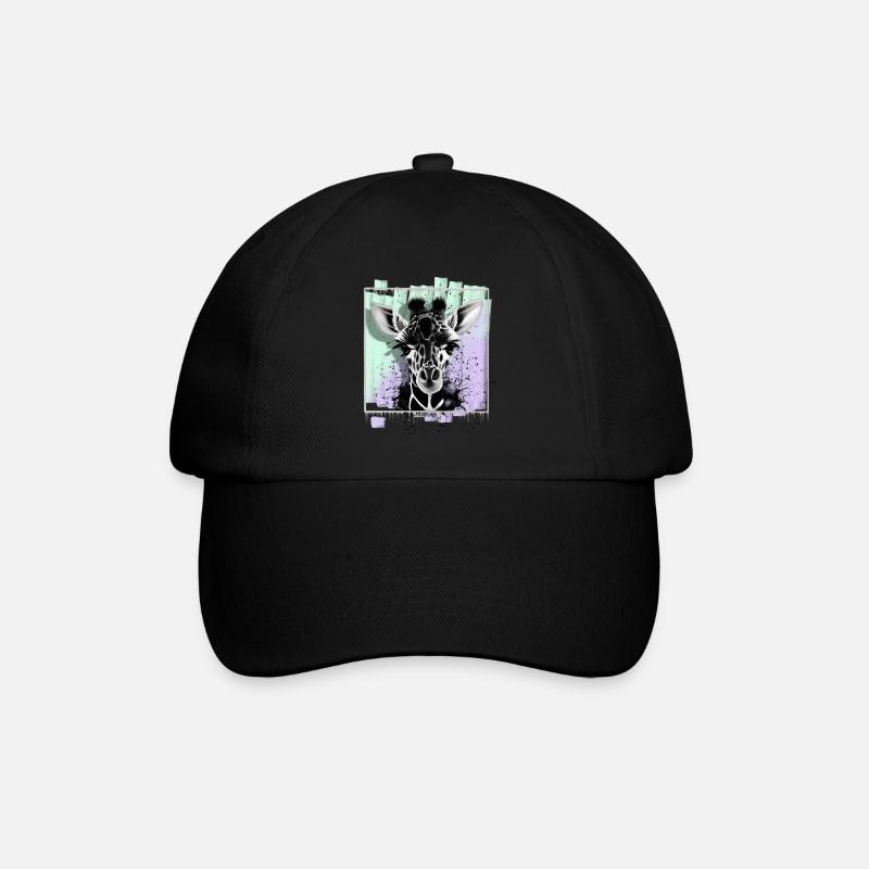Giraffe - Baseballkappe - Schwarz/Schwarz