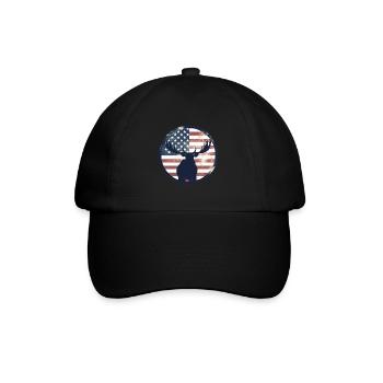 Amerikanische Flagge Elch - Baseballkappe - Schwarz/Schwarz - Vorne