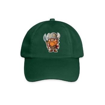 Nordische Niedlichkeit: Süßer Cartoon-Wikinger - Baseballkappe - Flaschengrün - Vorne