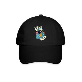 Only Good Vibes: Good Life Faultier mit Jacke - Baseballkappe - Schwarz/Schwarz - Vorne
