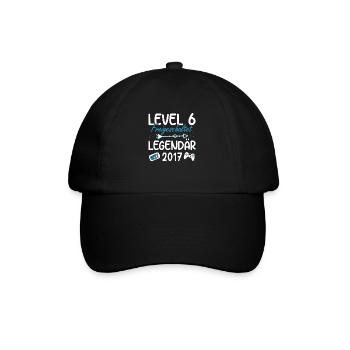 Level 6 Jahre Geburtstagsshirt Gamer 2017 - Baseballkappe - Schwarz/Schwarz - Vorne