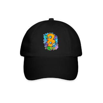 8 Jahre alt - 8. Geburtstag mit Tier Motiv - Baseballkappe - Schwarz/Schwarz - Vorne