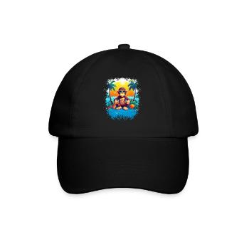 Tropical Monkey Paradise: Lustiger und modischer Beac - Baseballkappe - Schwarz/Schwarz - Vorne