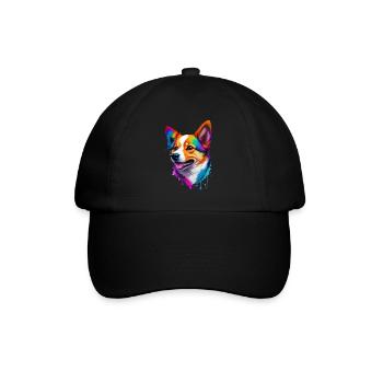 Corgi Farbenfroher Hund Regenbogen Hunderasse - Baseballkappe - Schwarz/Schwarz - Vorne