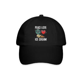 Peace Love Ice Cream - Baseballkappe - Schwarz/Schwarz - Vorne