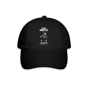"Mein Moped ruft an" Lustiger Spruch S50 S51 Simme - Baseballkappe - Schwarz/Schwarz - Vorne