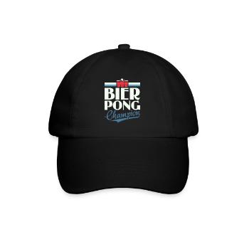 Bier Pong Champion - Bierpong Saufen Bier Pong - Baseballkappe - Schwarz/Schwarz - Vorne