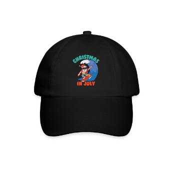 Weihnachten im Juli surfen Santa Weihnachten im Ju - Baseballkappe - Schwarz/Schwarz - Vorne