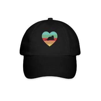 Weasel Cute Retro Ferret Fan Vintage Heart - Baseballkappe - Schwarz/Schwarz - Vorne
