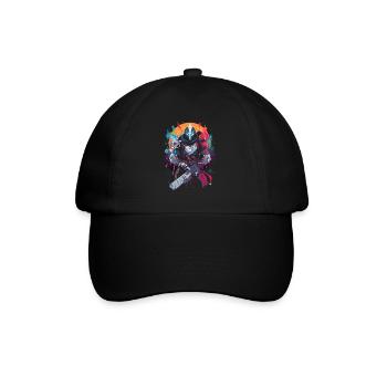 Epic Gamer Guardian with Flames Moon Background - Baseball Cap - black/black - Front