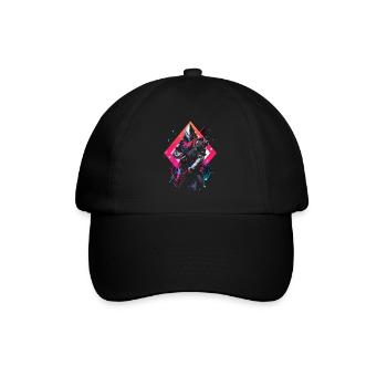 Epic Gamer Guardian in Vaporwave Synthwave Farben - Baseballkappe - Schwarz/Schwarz - Vorne