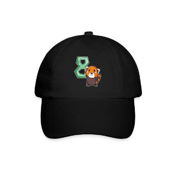 8. Geburtstag Motiv Roter Panda - acht Jahre alt - Baseballkappe - Schwarz/Schwarz - Vorne