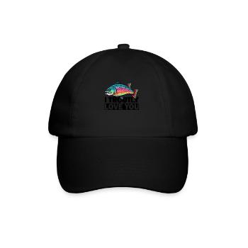 I Troutly Love Trout Fishing - Retro Fly Fishing - Baseballkappe - Schwarz/Schwarz - Vorne
