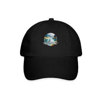 Trout Fly Fishing in the River - Retro Fly Fishing - Baseballkappe - Schwarz/Schwarz - Vorne
