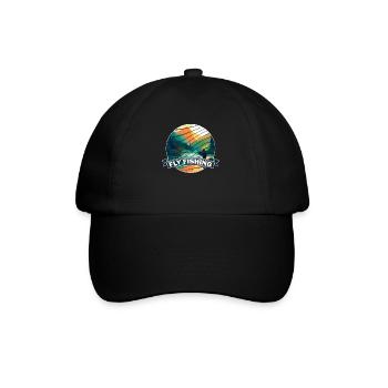 Trout Fly Fishing in the River Vintage-Inspired - Baseballkappe - Schwarz/Schwarz - Vorne