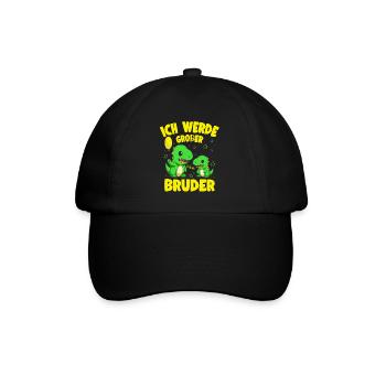 Werde Großer Bruder Dino Geschwister Kind Geburt - Baseballkappe - Schwarz/Schwarz - Vorne