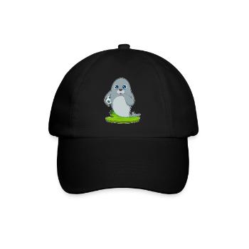 Seehund Fußballspieler Fußball - Baseballkappe - Schwarz/Schwarz - Vorne