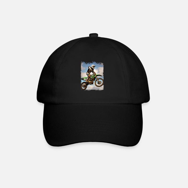 Motorcross, Motorradfahrer, Biker, Cross - Baseball Cap - black/black